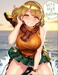 1girls ai_generated ashley_graham blonde_hair female female_only jet_ski looking_at_viewer ocean offering_sex panties pixai pixiv resident_evil resident_evil_4 shiokonbu_art_style