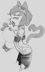 1girls anthro_only arched_back big_breasts cat_ears closed_eyes female female_focus female_only furry furry_female gameoverse glitch_productions goggles goggles_on_head kit_(gameoverse) open_mouth side_view sketch skuunk02 tail tongue tongue_out twitter_link whiskers