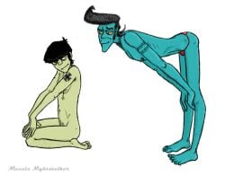 2boys deviantart gorillaz kurt_uti murdoc_niccals niccalsnightstalker original_character sexy_bastards shorter_male size_difference skinny suggestive super_gay taller_male toony_face