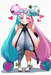 1girls ai_generated areola areola_slip areolae areolae_slip bent_over big_breasts big_nipples breasts breasts_bigger_than_head breasts_bigger_than_torso bulging_breasts curvy curvy_figure erect_nipples feet female game_freak hair_ornament hanging_breasts heart hikariomo huge_breasts iono_(pokemon) large_areolae large_breasts light-skinned_female light_skin long_hair looking_at_viewer massive_breasts multicolored_eyes multicolored_hair nintendo nipple_bulge nipples pink_hair pokemon pokemon_sv purple_eyes sharp_teeth shortstack simple_background skindentation smiling smiling_at_viewer solo streamer teal_hair two-tone_hair yellow_eyes