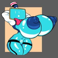 1girls alternate_version_available antennae areolae big_breasts blue_body blue_skin blue_vest bottomless bow bow_ribbon bowtie breasts breasts_bigger_than_head breasts_out bursting_breasts busty clothed clothing curvaceous curvy curvy_female curvy_figure cyan_body cyan_skin female female_only full_body hands_behind_head hat headwear huge_breasts humanoid hyper hyper_breasts large_breasts light_blue_body light_blue_skin long_sleeves looking_at_viewer massive_breasts mob_face monita_(nintendo_land) monitor monitor_head nintendo nintendo_land nipples no_bra osterzonensfw partially_clothed presenting presenting_breasts pussy ribbon robot robot_girl robot_humanoid screen screen_face screen_head shiny_breasts shiny_skin shiny_thighs solo solo_female thick_thighs thighs topwear tv tv_head tv_screen vest voluptuous voluptuous_female white_sleeves wide_hips wii_u