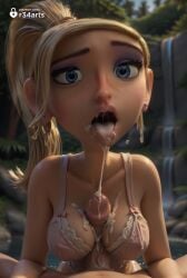 1boy 1boy1girl 1girls after_fellatio ai_generated artist_name blonde_hair blue_eyes blurry blurry_background bra breasts cleavage collarbone courtney_babcock cum cum_in_mouth cum_on_body cum_on_breasts cum_on_tongue earrings ejaculation erection eyeshadow facial female freckles hi_res jewelry laika_studios lingerie lips long_hair looking_at_viewer makeup mascara medium_breasts open_mouth outdoors paizuri paranorman penis ponytail pov pov_crotch r34arts solo_focus straight tongue tongue_out uncensored underwear veins water