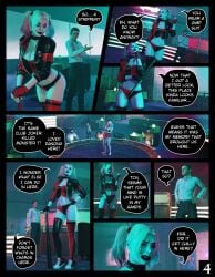 3d 3d_(artwork) abdomen abs ass athletic athletic_female bangs barefoot baseball_bat bat batman batman_(bruce_wayne) batman_(series) big_breasts black_glove black_hair black_pants blonde-haired_female blonde_female blonde_hair blue_eyes blue_eyeshadow blue_highlights booty_shorts choker cleavage collar comic comic_page corset crudbox3d curvy curvy_figure dancing dc dc_comics dress eyeshadow fit fit_female formal_wear gloves harley harley_quinn harley_quinn_(series) harley_quinn_(suicide_squad_game) highlights_(coloring) hotpants jacket leather leather_jacket lipstick long_hair makeup midriff pink_eyeshadow pink_highlights pole pole_dancing red_glove smug strip_club stripper thick_thighs thigh_bulge thigh_highs thighhighs thighs thinking thong twintails two-tone_clothing white_shirt white_skin white_skinned_female wide_hips