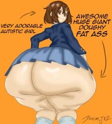 1girls 2d absurd_proportions alternate_ass_size alternate_body_type alternate_butt_size arms arrow artist_name artist_signature ass ass_bigger_than_head ass_focus asscheeks autism autistic_female bbw big_ass big_butt big_hips big_thighs bottom_heavy brown_eyes brown_hair bubble_ass bubble_butt butt_focus buttocks caption closed_mouth closed_smile clothed clothed_female color colored colored_sketch cute cute_face dotcom_jk2 doughy_ass doughy_butt ear english english_text eyebrows eyelashes eyes eyes_open fat fat_ass fat_butt fat_female female female_focus female_only gigantic_ass gigantic_butt gigantic_hips gigantic_thighs hair hair_ornament hairclip hairpin huge_ass huge_butt huge_hips huge_thighs hyper hyper_ass hyper_butt hyper_hips hyper_thighs jacket k-on! legs legs_together light-skinned_female light_body light_skin looking_at_viewer looking_back looking_back_at_viewer medium_hair mouth mouth_closed nose open_eyes orange_background out_of_character overweight overweight_female questionable_age sakuragaoka_high_school_uniform school_uniform schoolgirl schoolgirl_uniform shaded shirt sketch skirt smile smiling socks solo solo_female solo_focus standing tagme text thick thick_ass thick_butt thick_hips thick_legs thick_thighs uniform voluptuous voluptuous_body voluptuous_female young young_female yui_hirasawa_(k-on!)