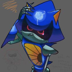 bootleg_metal_sonic cumshot cumshot_on_face english_commentary english_text machine metal_sonic simple_background sonic_(series) sonic_the_hedgehog_(series)