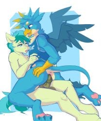 anal anal_sex anthro anthro_on_anthro anthro_penetrated anthro_penetrating anthro_penetrating_anthro avian balls blue_eyes bottomless clothed clothing duo earth_pony equid equine friendship_is_magic from_front_position gallus_(mlp) genitals green_eyes gryphon hand_on_butt hand_on_own_butt hasbro hi_res horse jazzynsfw male male/male male_penetrated male_penetrating male_penetrating_male mammal mastery_position my_little_pony mythological_avian mythological_creature mythology penetration penile penile_penetration penis_in_ass pony sandbar_(mlp) sex shirt shirt_only simple_background sitting tank_top tank_top_only topwear topwear_only