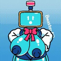 1girls animated antennae areolae artist_name big_breasts blue_background blue_body blue_dress blue_skin bmasterad bow bow_ribbon bowtie breast_swing breasts breasts_bigger_than_head breasts_out clothed clothing curvaceous curvy curvy_female curvy_figure cyan_body cyan_skin dress eyelashes female female_only hands_on_hips hat headwear huge_breasts humanoid large_breasts light_blue_body light_blue_skin long_sleeves looking_at_viewer loop looping_animation massive_breasts mob_face monita_(nintendo_land) monitor monitor_head nintendo nintendo_land nipples no_bra ribbon robot robot_girl robot_humanoid screen screen_face screen_head shaking_breasts shaking_hips shiny_breasts shiny_skin shiny_thighs solo solo_female swinging_breasts thick_thighs thighs tv tv_head tv_screen voluptuous voluptuous_female white_eyes white_sleeves wide_hips