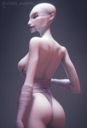 asajj_ventress ass ass_focus back_view backboob bald clone_wars commission dathomiri duchess_eugene pale_skin sideboob star_wars tagme wraps
