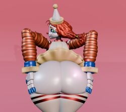 3d big_butt clothed clown_girl eenepie female_focus five_nights_at_freddy's five_nights_at_freddy's:_secret_of_the_mimic green_eyes holding_ass jackie_(fnaf) jackie_(mishuuyu) red_hair robot_girl solo solo_female