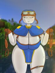 1futa anthro anthrofied breasts clothed clothing futa_only futanari ghast_(minecraft) happy_ghast_(minecraft) huge_breasts microsoft minecraft mojang monster mostly_nude sokowyty solo standing