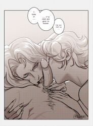 1girls 2boys 2boys1girl alucard_(castlevania) balls_sucking bisexual bisexual_male bisexual_sandwich blonde_hair blowjob blowjob_pov both_sexes_in_same_situation brunette_hair canon_couple castlevania castlevania_(netflix) collaborative_fellatio dhampir dialogue fellatio female_supporting_yaoi happy_trail licking_balls limited_palette long_fingernails long_hair long_hair_male looking_at_another looking_at_viewer mmf_threesome polyamory pov pov_blowjob precum pubic_hair rhabarberei scars scars_all_over sharp_fingernails short_hair short_hair_female simple_background sypha_belnades throuple trevor_belmont vampire