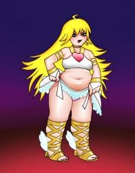 1girls angel angel_girl blonde_hair blue_eyes chubby chubby_female cindraws fallen_angel panty_&_stocking_with_garterbelt panty_anarchy pink_panties small_breasts small_clothes solo tight_clothes tight_clothing