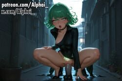 2025 2026 absurd_res absurdres ahe_gao ai_assisted ai_generated alphai ass ass_bigger_than_head blush blush_lines breasts choker cinematic_lighting colorful_background curvy curvy_female curvy_figure depth_of_field detailed_eyes detailed_hair detailed_skin dildo dramatic_shadows female female_focus full_body glowing_eyes glowing_womb_tattoo green_eyes grey_color_penis high_quality high_resolution highres horny large_erect_penis legs mature_face natural_lighting naughty_eyes nipple_slip one-punch_man one_punch_man outdoors patreon patreon_exclusive patreon_url patreon_username seductive_eyes sexy sexy_body shiny_skin skin skin_gloss skindentation squatting tatsumaki tatsumaki_(one-punch_man) thick_thighs vagina