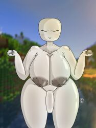 1futa anthro anthrofied breasts futa_only futanari ghast_(minecraft) happy_ghast_(minecraft) huge_breasts microsoft minecraft mojang monster nude sokowyty solo standing