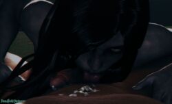 1boy 1girls 3d deadboltreturns ghost ghost_girl licking_cum penis semen yamamura_sadako