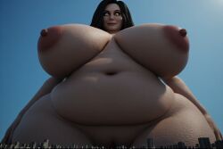 ai_generated alcina_dimitrescu areola areolae ass_bigger_than_head belly_bulge belly_button black_hair breasts_bigger_than_head capcom city evil_smile giant_female giantess glands_of_montgomery humongous_breasts hyper_thighs hyperrealistic landscape large_thighs light-skinned_female low-angle_view massive_thighs mature_female micro_city milf milf_body navel nipples nude older_female pawg perchance_ai pov pussy resident_evil resident_evil_8:_village thick_hips thick_legs thick_thighs towering_over_city voluptuous_female yellow_eyes