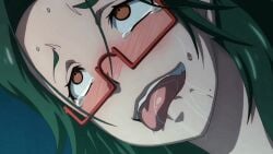 asari_ema female gif glasses green_hair rakuen_shinshoku_island_of_the_dead tentacle