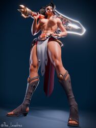 1girls 2026 3d 3d_(artwork) areola areolae athletic athletic_female big_sword blender blizzard_entertainment bottomless bottomwear breasts brown_hair brunette curvaceous curvaceous_female curvaceous_figure curves curvy curvy_body curvy_female curvy_figure dark-skinned_male dark_skin dzooworks female female_focus female_only hand_on_hip hand_on_waist hi_res high_quality high_resolution highres lewdrex loincloth loincloth_only looking_at_viewer medium_breasts mommy muscle_mommy muscular muscular_female nipples overwatch partially_clothed pose posing presenting presenting_breasts showing_off simple_background smile smiling solo solo_focus standing sword thick_thighs topless vendetta watermark weapon