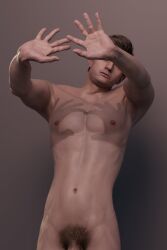 1boy 3d 3d_(artwork) 3d_artwork ethan_winters fully_naked fully_naked_male fully_nude fully_nude_male male male_only naked naked_male no_visible_genitalia nude nude_male pecs pubes reference_image resident_evil resident_evil_8:_village solo solo_male tagme