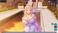 1girls bare_shoulders bedroom_eyes blonde-haired_female blonde_hair boobies boobs breasts cleavage clothed_female enormous_boobies enormous_boobs enormous_breasts enormous_tits female female_only game_cg giant_boobies giant_boobs giant_breasts giant_tits gigantic_boobies gigantic_boobs gigantic_breasts gigantic_tits huge_boobies huge_boobs huge_breasts huge_tits hyper_boobies hyper_boobs hyper_breasts hyper_tits kyonyuu_fantasy long_blonde_hair long_hair long_hair_female luceria_von_diamante massive_boobies massive_boobs massive_breasts massive_tits open_eyes open_mouth platinum_blonde_hair pool princess q-gaku sad sad_face sunset super_boobies super_boobs super_breasts super_tits tiara tits waffle_(company)
