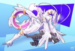 anthro balls bodily_fluids chorsinnell39 claws domestic_cat dominant dominant_female dragon duo eye_contact felid feline felis female fur furred_dragon furred_scalie generation_2_pokemon generation_5_pokemon genital_fluids genitals glans grey_body grey_fur hi_res humanoid_genitalia humanoid_penis hybrid larger_female legendary_pokemon long_neck long_tail looking_at_another lugia male male/female mammal mythological_creature mythological_scalie mythology nintendo pawpads penis pokemon pokemon_(species) reshiram scalie size_difference smaller_male tail thick_thighs vaginal vaginal_fluids vulva white_body white_fur