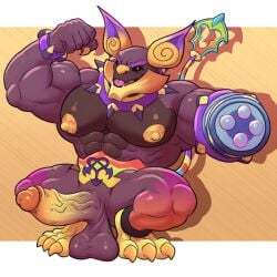 1:1 3_toes abs anthro balls balls_on_ground barazoku biceps big_balls big_muscles big_nipples big_pecs big_penis digital_media_(artwork) disney dream_eater feet flexing flexing_bicep genitals hi_res huge_pecs humanoid_genitalia humanoid_penis kingdom_hearts looking_at_viewer male multicolored_body multicolored_penis muscular muscular_anthro muscular_male nipples nude nude_anthro nude_male ougon pecs penis saggy_balls simple_background solo spirit_dream_eater square_enix tail toes wargoyle