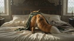 1girls 2026 ai_animation ai_generated ai_video animated anthro anthro_female anus ass bed canid canine cloak dialogue digitigrade duo_focus english_accent english_dialogue female fox furry green_eyes kneeling looking_at_viewer looking_back mammal on_bed on_four pillow presenting presenting_hindquarters pussy raised_tail realistic rear_view seductive shortstack solo solo_female sound tagme talking talking_to_viewer tunic video vulpine window