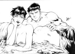 1boy 1girls 2019 ass batman batman_(series) big_ass big_breasts breasts bruce_wayne caio_marcus catwoman dc_comics female male nude selina_kyle traditional_media_(artwork)