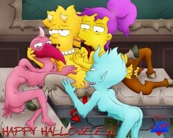 corruption demon female foursome halloween hell lisa_simpson multiple_females multiple_girls the_simpsons uncensored wdj yellow_body yuri