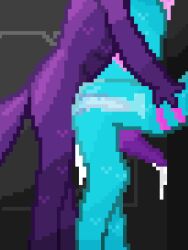 3:4 anthro bodily_fluids cum cum_in_ass cum_inside cum_leaking_from_ass cum_while_penetrated digital_media_(artwork) duo genital_fluids hi_res holding_partner leaning leaning_forward male male/male mynameisjeff1726262 penetration pixel_(artwork) rain_world rivulet_(rain_world) sex slugcat spearmaster_(rain_world) sweat videocult
