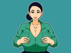 1girls 2d 2d_(artwork) animated asian asian_female bedroom_eyes big_breasts big_lips big_nipples black_hair blue_background boobs bouncing_breasts breast_focus breasts breasts_out cleavage clothed collarbone deadmfart debbie_grayson dick_sucking_lips earrings erect_nipples female female_focus female_only flashing flashing_breasts full_lips gif green_shirt hair_bun half-closed_eyes huge_breasts image_comics invincible jewelry large_breasts mature mature_female mature_woman milf mommy mother naughty naughty_face naughty_girl naughty_smile necklace no_bra open_clothes open_shirt open_topwear opening_shirt outline seductive seductive_eyes seductive_look seductive_smile simple_background smile smiling_at_viewer solo solo_female solo_focus taking_clothes_off tits winking winking_at_viewer