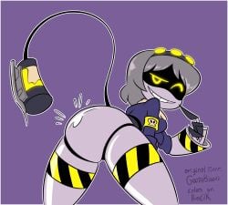 bottomless bottomless_female butt butt_focus featureless_crotch goopabloopa ilogikusername looking_at_viewer murder_drones robot robot_girl tagme tail v_(murder_drones)