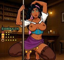 brown_skin disney esmeralda green_eyes stripper_pole the_hunchback_of_notre_dame