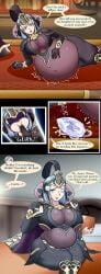 alternate_version_available arete_(fire_emblem) azura_(fire_emblem) big_belly blue_eyes blue_hair bodystocking breast_expansion comic corrin_(fire_emblem) dark55321 dialogue dragonstone english_text female_focus female_only fire_emblem fire_emblem_fates fire_emblem_heroes ghost implied_vore lipstick looking_aside looking_down makeup post_vore sequence short_hair stomach_bulge tagme thick_thighs tight_clothing unseen_character vore vore_belly