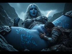 ai_art ai_generated big_pussy clitoris cunnilingus dominant_female dungeons_and_dragons fantasy giantess licking_pussy moaning oral_sex size_difference straight tagme video