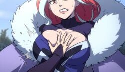 2girls big_boobs big_breasts blue_hair boobs_focus breasts_focus catfight damaged damaged_clothes female female_assassin female_focus female_only femsub fight grabbing grabbing_another's_breast grabbing_breasts green_eyes groping_breasts hand_on_breast injured injury large_boobs large_breasts manjusaka_(scissor_seven) punch punching punching_breasts red_eyes red_hair ryona scissor_seven serious serious_face serious_look surprised surprised_expression thirteen_(scissor_seven) touching_breast touching_breasts