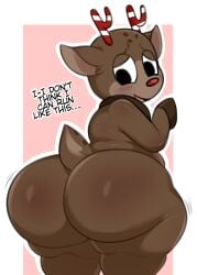 2d_(artwork) antlers ass ass_focus big_ass big_butt brown_fur commission dandy's_world dandys_world deer dialogue gatocafe12 hooves huge_ass looking_back peppermint red_nose roblox rudie_(dandy's_world) tagme
