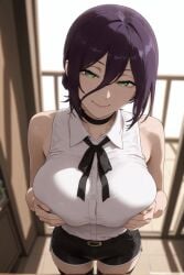 1girl ai_generated ass big_breasts breasts chainsaw_man female female_only focus from_below furiwif07 grabbing grabbing_breasts looking_at_viewer mature mature_female reze_(chainsaw_man) seductive seductive_look sex sexy smile smiling standing sweat thick_thighs thighhighs wide_hips wide_thighs woman