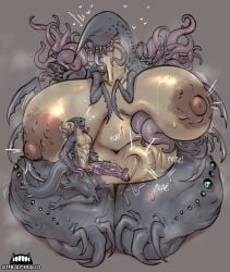1boy1girl alien alien_genitalia alien_girl belly_slapping duo_focus eldritch_abomination eldritch_horror giantess huge_areolae huge_ass huge_breasts huge_cock huge_nipples huge_thighs hyper_breasts hyper_penis imminent_sex larger_female multi_eye nightmare_fuel nightmare_waifu older_female original_character overweight overweight_female size_difference slapping_with_penis small_but_hung smaller_male steaming_body sweating sweaty_body teasing tentacles the_titan_of_love_(zeblackballd) ze_blackball.d zeblackballd_(artist)
