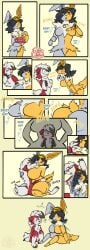 absurd_res accidental_transformation ambiguous_gender ambiguous_penetration anthro basket_position bell bell_collar big_breasts blush blush_lines body_size_growth breast_expansion breasts butt butt_expansion collar comic cowgirl_position duo eclairscollection eeveelution expansion female from_front_position generation_1_pokemon generation_7_pokemon hi_res jolteon larger_female lycanroc midnight_lycanroc nintendo on_bottom on_top penetration pokemon pokemon_(species) question_mark ringing_bell sex simple_background size_difference size_transformation tail tail_motion tailwag transformation