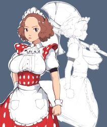 1girls atlus blush female female_only haru_okumura huge_breasts immisterplow light-skinned_female light_skin maid maid_outfit maid_uniform mrplow34 persona persona_5 side_view sideboob