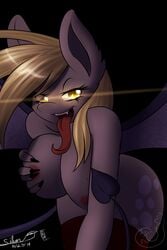 1girls 2014 animal_ears anthro areola black_background breast_fondling breast_grab breast_squeeze breasts busty cleavage cross-eyed cutie_mark demon_tail demon_wings demonic_eyes derpy_hooves derpy_hooves_(mlp) equine eyelashes fangs female friendship_is_magic furry glowing glowing_eyes grey_fur horse_ears leaning_forward long_tongue looking_at_viewer my_little_pony nipples self_fondle sharp_fingernails silverfox057 simple_background solo succubus text tongue tongue_out voluptuous