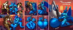 abs animal_genitalia animal_penis anthro antzy balls big_balls big_penis black_hair blue_body bodily_fluids churning churning_balls clenching clenching_balls cock_vore comic condom cum cum_inside cum_vore digestion dragon duo english_text equine_genitalia equine_penis erection erez_(rmwx) fellatio filled_condom fur genital_fluids genitals giraffe giraffid hair hi_res horn huge_balls huge_penis hybrid_genitalia hybrid_penis hyper hyper_balls hyper_genitalia hyper_penis knot knotted_equine_penis knotted_penis licking long_tongue male mammal markings masterokami membrane_(anatomy) membranous_wings muscular muscular_anthro muscular_arms muscular_male muscular_thighs mythological_creature mythological_scalie mythology nipples nude oral penile penis penis_lick profanity saggy_balls scalie sex sexual_barrier_device spots spotted_body spotted_fur tail text tongue vein veiny_penis vore wings