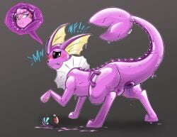 2021 absurd_res ambiguous_gender anal_sheath anthro anus black_nose black_sclera blue_eyes blush bound bulge butt canid clothing digital_media_(artwork) digitigrade eeveelution encasement felid feral fish_tail forced forced_transformation frill_(anatomy) gaping gaping_anus generation_1_pokemon goo_transformation gradient_background grey_background handle helixjack hi_res kahncub_(character) latex latex_clothing latex_skinsuit latex_transformation living_latex living_sex_doll living_sex_toy lock_symbol mammal membrane_(anatomy) nintendo nozzle null_bulge pantherine paws penetrable_sex_toy pink_body pokeball pokemon pokemon_(species) pool_toy quadruped sex_doll_holes sex_toy shiny_pokemon simple_background skinsuit small_nose solo suit_transformation symbol tail team_rocket team_rocket_pokeball teeth text tiger tight_clothing tongue tongue_out transformation vaporeon zipper zipper_mouth