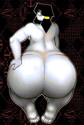 1girls alternate_body_type ass back back_view bbw big_breasts black_hair digital_media_(artwork) eyelashes female female_focus female_only fully_nude huge_ass kneeling looking_at_viewer mesmalie mesmer_(mesmalie) nipples nude pigtails thick_thighs voluptuous voluptuous_female