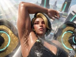 1girls 3d 3d_(artwork) 3d_model 3d_render armpit armpit_crease armpit_fetish armpit_peek armpits arms_up bikini breasts cinderpits dark-skinned_female dark_skin detailed detailed_background domina domina_(overwatch) female hairy hairy_armpits musk musk_clouds overwatch overwatch_2 pheromones realistic realistic_textures self_upload smug smug_face solo solo_female solo_focus sweat sweatdrop sweating sweaty sweaty_armpits sweaty_body sweaty_breasts tan_body tan_skin tight_clothing tight_fit
