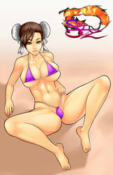 bikini cameltoe chun-li dixi-q female female_only human presenting solo spread_legs street_fighter