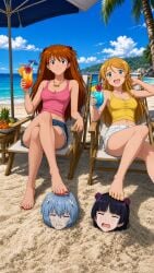 4girls ai_generated asuka_langley_sohryu bare_legs bare_navel bare_shoulders barefoot bdsm beach beach_chair beach_umbrella best_girl best_girls blonde_hair blue_eyes blue_hair bratty bullying buried buried_in_sand cheerful clothed cocktail cocktail_glass confidence confident confident_female covered_in_sand crossed_legs crying dehydration denim_shorts disrespect dominant dominant_girl enjoying feet female femdom fetish foot_fetish foot_focus foot_on_head footstool gokou_ruri hair_between_eyes hair_ornament happy happy_dom happy_female happy_girl headwear helpless helpless_female holding_object human_furniture humiliated humiliation immobile immobilization interface_headset kousaka_kirino kuudere legs lezdom long_hair looking_at_viewer loser loser_submits mistress_and_slave mocking navel neon_genesis_evangelion ocean orange_hair ore_no_imouto_ga_konna_ni_kawaii_wake_ga_nai painted_toenails pink_tank_top presenting_feet public_humiliation red_toenails rei_ayanami relaxing resting sad_sub sand sexy_feet sexy_girl short_hair short_shorts shorts sitting slave slave_girl slavegirl smile smiling smiling_at_viewer smiling_female smug smug_face smug_smile sobbing tank_top tears teenage_female teenage_girl teenager throne toenail_polish toenails toes tsundere winner yellow_tank_top yellow_toenails yuri