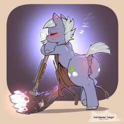 1:1 animal_genitalia animal_vulva anus apron blush butt clothing cold-blooded-twilight cutie_mark equid equine equine_anus equine_genitalia equine_vulva eyelashes eyes_closed female feral friendship_is_magic genitals grey_body grey_hair hair hasbro hi_res hooves limestone_pie_(mlp) mammal my_little_pony puffy_anus quadruped sleeping tail vulva