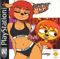 1girls ai_assisted ai_generated anthro anthro_girl blacked blacked_clothing breasts cleavage edit furry furry_female grok half-closed_eyes lammy_(um_jammer_lammy) lammy_lamb lipstick medium_breasts navel panties parappa_the_rapper playstation playstation_1 sheep_girl sliceoffurry solo sports_bra um_jammer_lammy wink winking